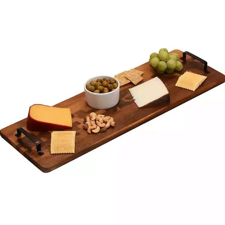 Natural Acacia Long Tray with Handles