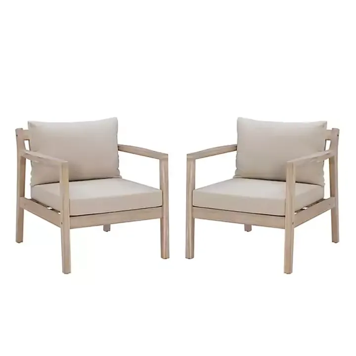 Natural Acacia Wood 2-pc. Outdoor Accent Chair Set