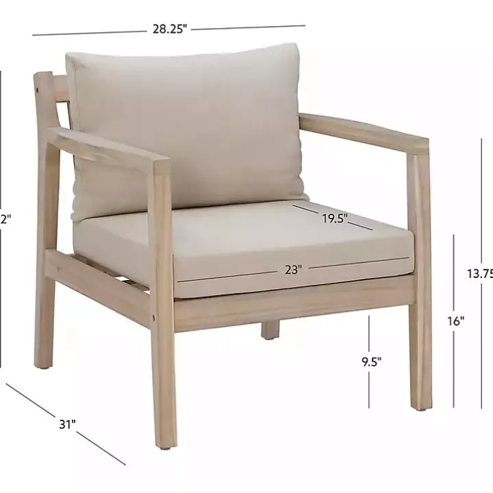 Natural Acacia Wood 2-pc. Outdoor Accent Chair Set