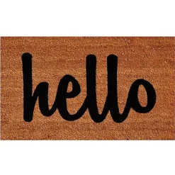 Natural and Black Coir Hello Doormat, 29x17 in.