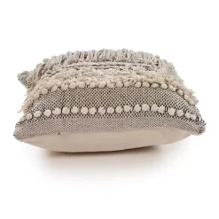 Natural and Black Cozy Fringe Pillow