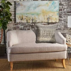 Natural and Black Cozy Fringe Pillow