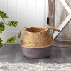 Natural and Gray Woven Jute Planter Basket