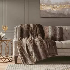 Natural Brown Textured Faux Fur Pillow