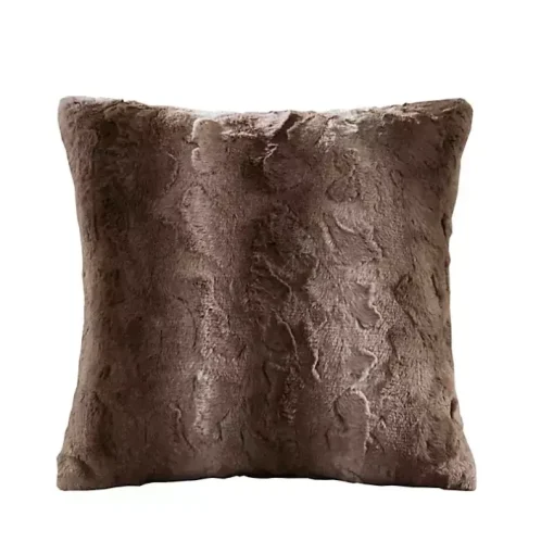 Natural Brown Textured Faux Fur Pillow