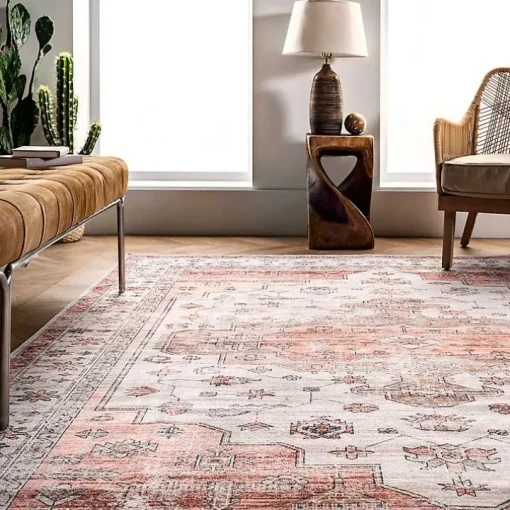 Natural Faded Vintage Washable Area Rug, 5x8