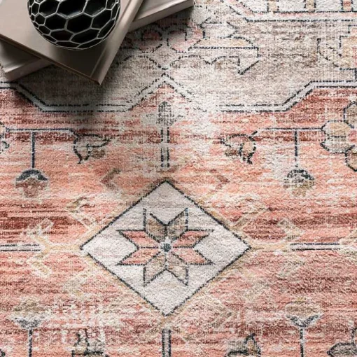 Natural Faded Vintage Washable Area Rug, 5x8