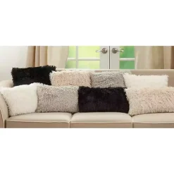 Natural Faux Fur Lumbar Pillow