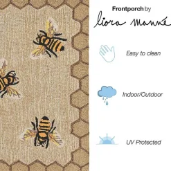 Natural Honeycomb & Bees Outdoor Accent Rug