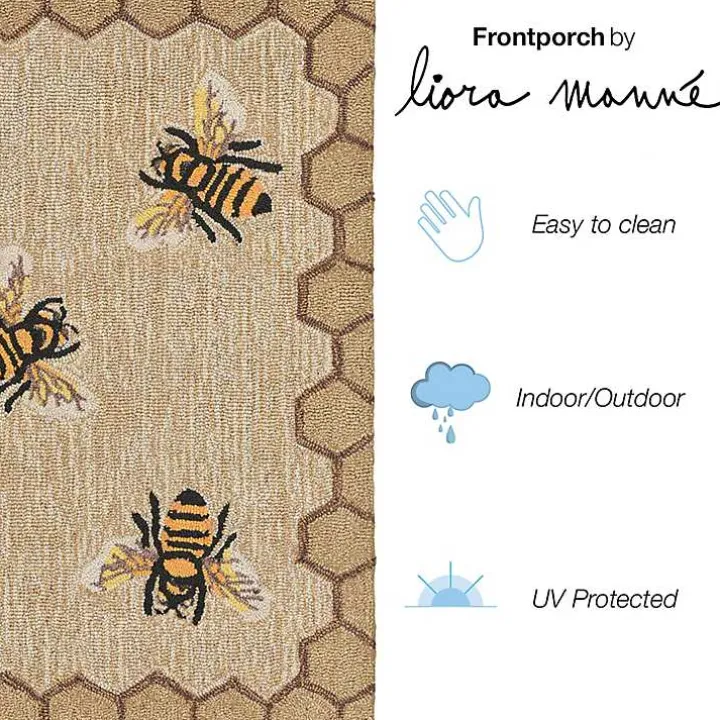 Natural Honeycomb & Bees Outdoor Accent Rug
