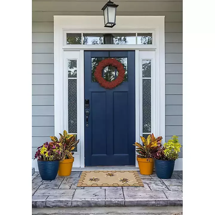 Natural Honeycomb & Bees Outdoor Accent Rug