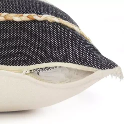 Natural Jute Braided Stripe Lumbar Pillow