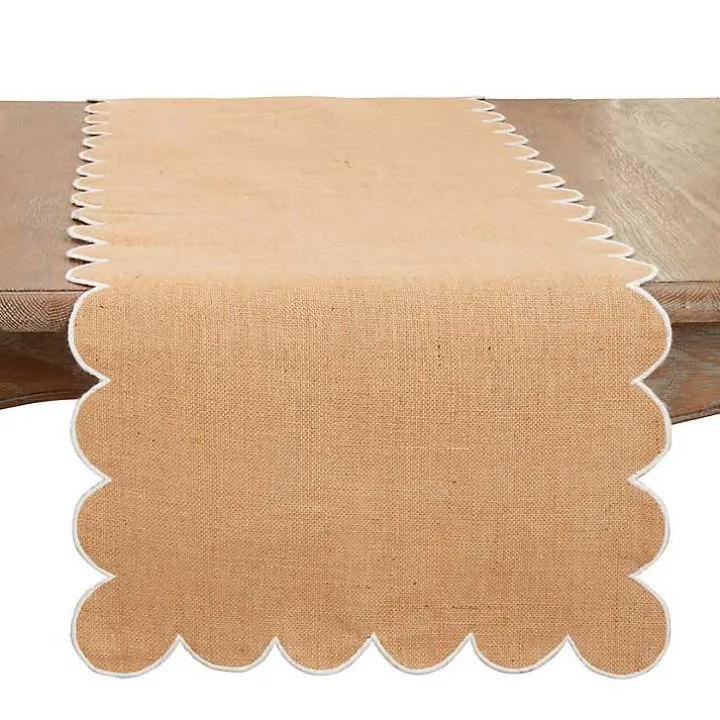 Natural Jute Scalloped Table Runner