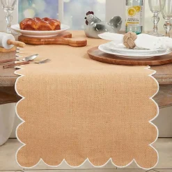 Natural Jute Scalloped Table Runner