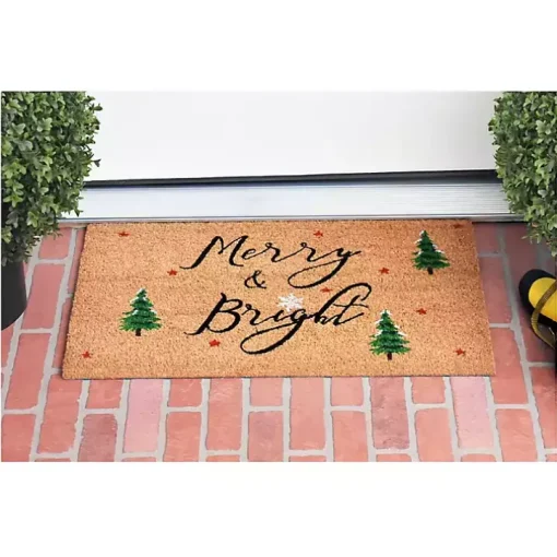 Natural Merry Bright Tree Coir Doormat, 29 in.