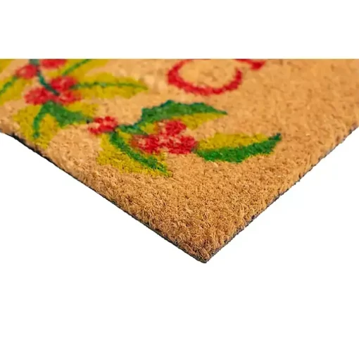 Natural Merry Christmas Holly Coir Doormat
