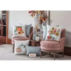 Natural Pumpkins Applique Pillow