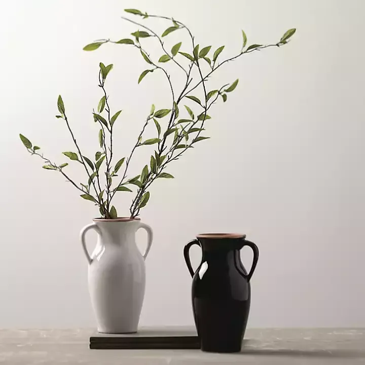Natural Rimmed White Urn Vase