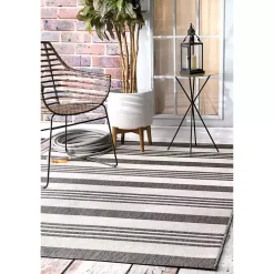 Natural Robin Stripe Outdoor Area Rug, 6x9