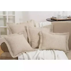 Natural Rustic Hemstitched Throw Pillow