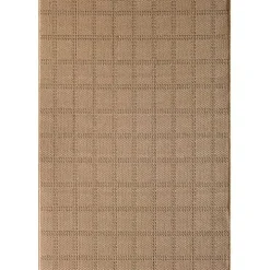 Natural Tan Grid Outdoor Area Rug, 5x7