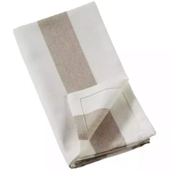 Natural Tan Striped Cotton Napkins, Set of 4