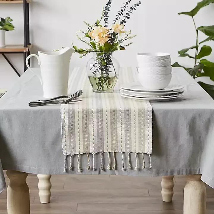 Natural Tonal Stripe Table Runner