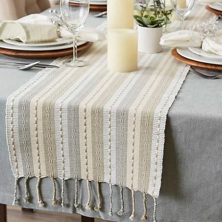 Natural Tonal Stripe Table Runner