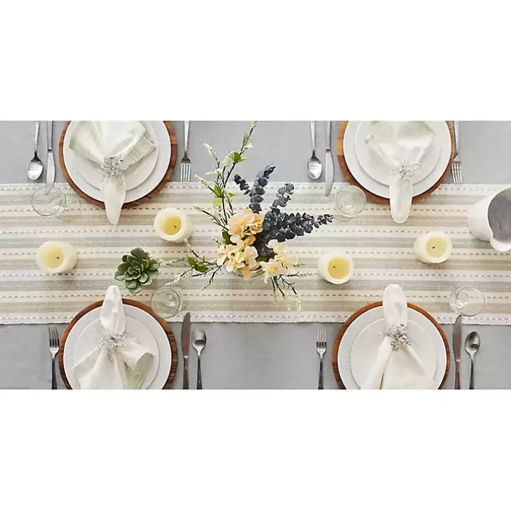 Natural Tonal Stripe Table Runner