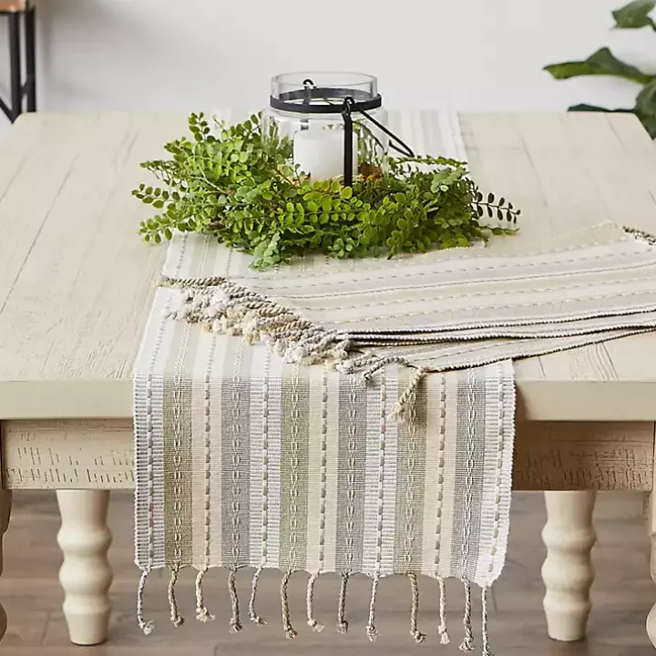 Natural Tonal Stripe Table Runner