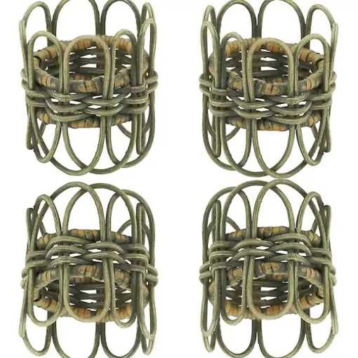 Natural Twisted Rattan Napkin Rings, Set of 4