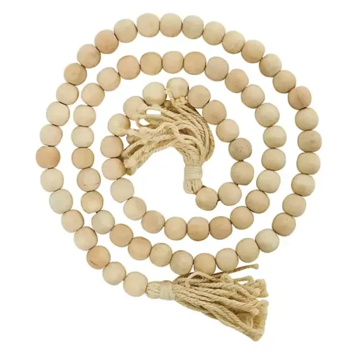 Natural Wood Beaded Tassel Garland