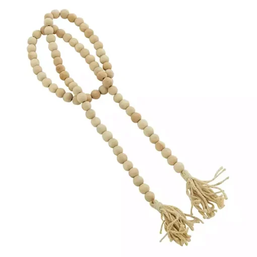 Natural Wood Beaded Tassel Garland