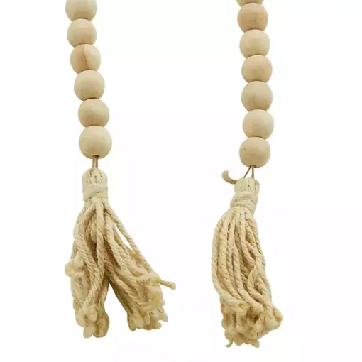 Natural Wood Beaded Tassel Garland