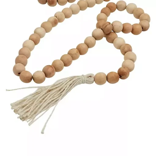 Natural Wood Beaded Tassel Garland