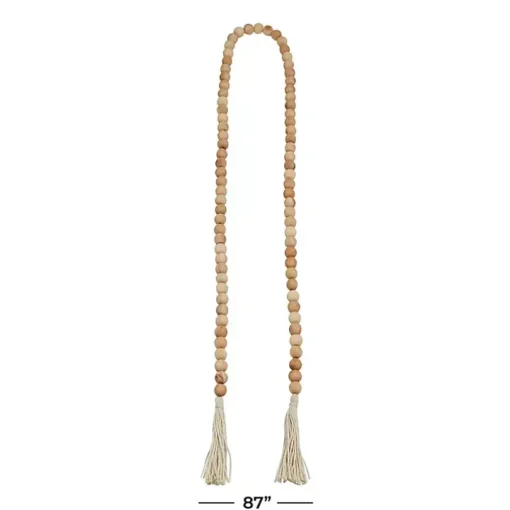 Natural Wood Beaded Tassel Garland