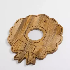 Natural Wood Christmas Wreath Serving Board