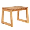 Natural Wood Slatted Box Leg Outdoor Side Table