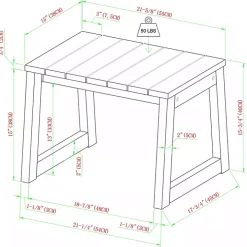 Natural Wood Slatted Box Leg Outdoor Side Table
