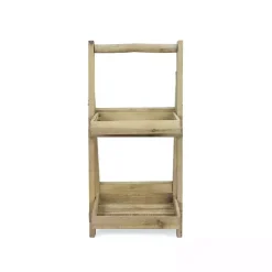 Natural Wood 2-Tier Folding Plant Stand, 30 in.