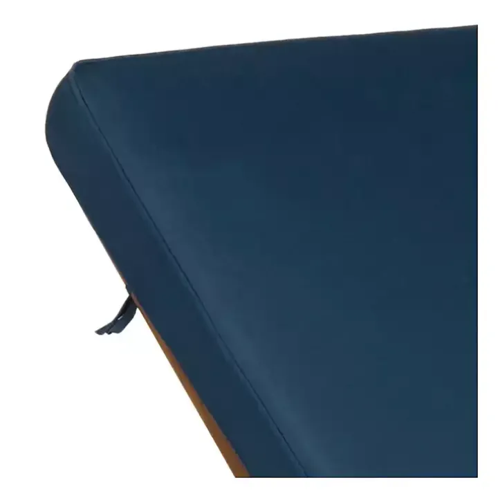 Natural Wooden Chaise with Table and Navy Cushion