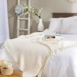 Natural Woven Zig Zag Throw