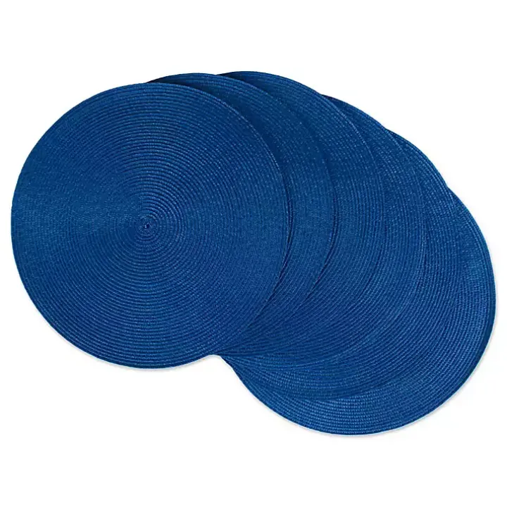 Nautical Blue Solid Round Placemats, Set of 6