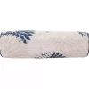 Navy and Beige Floral Outdoor Bolster Pillow
