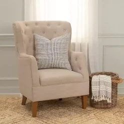 Navy and Natural Sea Striped Pillow