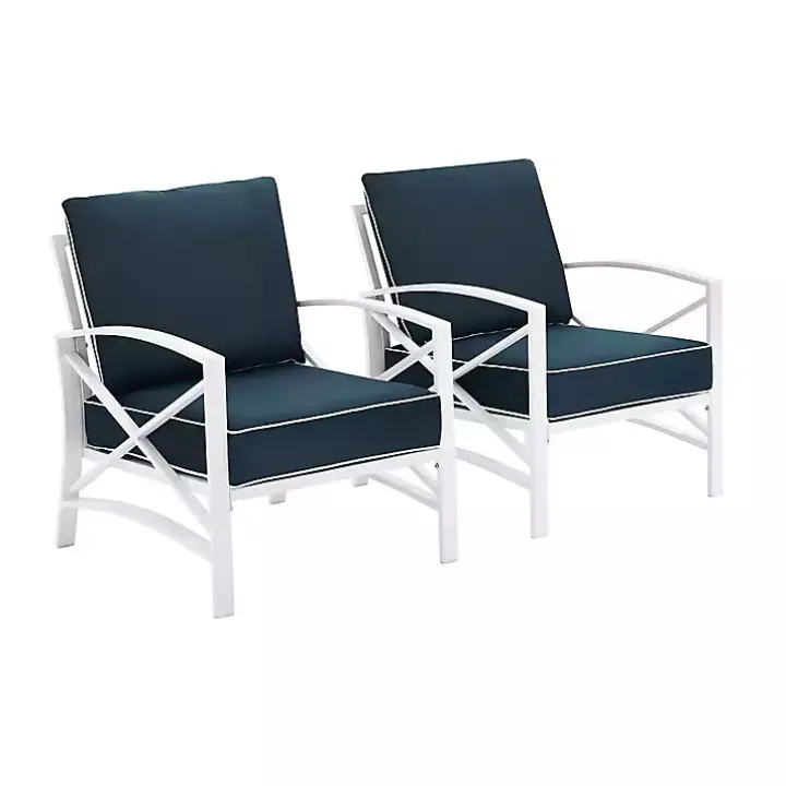Navy and White Dayton Outdoor Chairs, Set of 2
