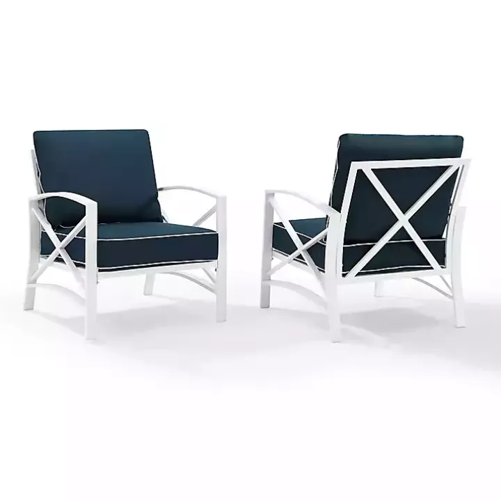 Navy and White Dayton Outdoor Chairs, Set of 2