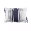 Navy and White Stripe Fringe Throw Pillow