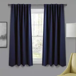 Navy Back Tab Blackout Curtain Panel Set, 63 in.