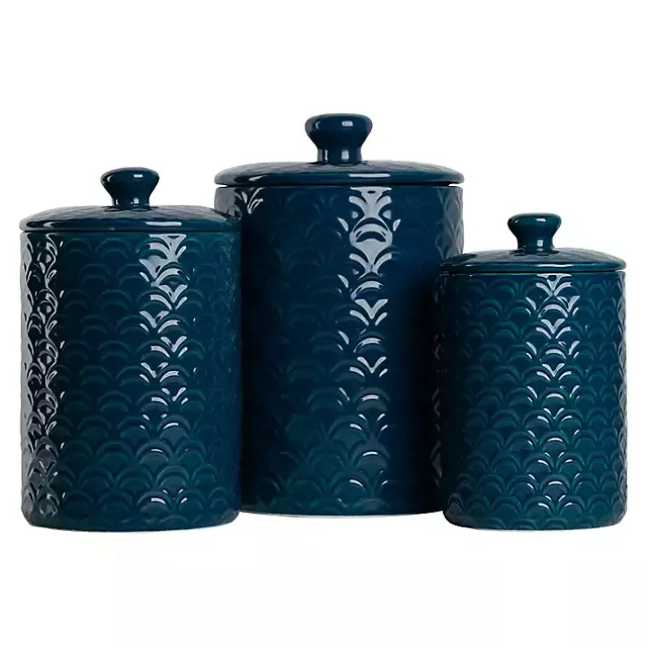 Navy Blue Atlantic Ceramic Canisters, Set of 3